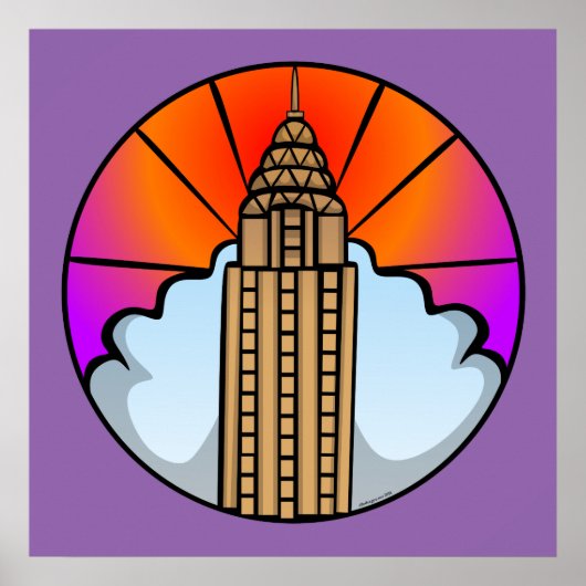 NYC Skycraper Stached Glass Poster (Vorne)