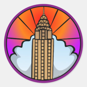 NYC Skycraper-Sticker Runder Aufkleber