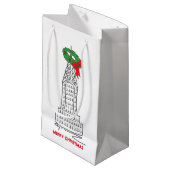 NYC Skycraper Wreath Frohe Weihnachten New York Kleine Geschenktüte (Vorderseite Schrägansicht)