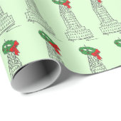 NYC Skycraper Wreath Holiday New York Weihnachten Geschenkpapier (Rolleneckpunkt)