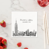 NYC Skyline 01 Etchd DIY BG Color Wedding Serviette (Beispiel)