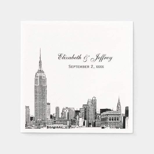 NYC Skyline 01 Etchd DIY BG Color Wedding Serviette (Vorderseite)