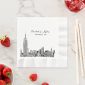 NYC Skyline 01 Etchd DIY BG Color Wedding Serviette (Beispiel)