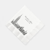 NYC Skyline 01 Etchd DIY BG Color Wedding Serviette (Ecke)