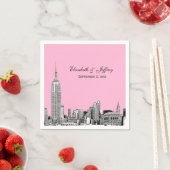 NYC Skyline 01 Etchd DIY BG Color Wedding Serviette (Beispiel)