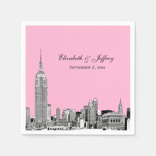 NYC Skyline 01 Etchd DIY BG Color Wedding Serviette (Vorderseite)