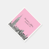 NYC Skyline 01 Etchd DIY BG Color Wedding Serviette (Ecke)
