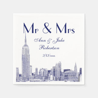 NYC Skyline 01 Etchd DIY BG Wedding Mr. Blue Serviette