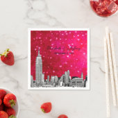 NYC Skyline 01 Etchd Hot Pink Red Hrt Serviette (Beispiel)