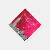 NYC Skyline 01 Etchd Hot Pink Red Hrt Serviette (Ecke)