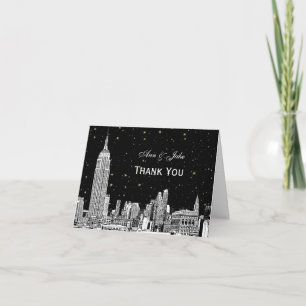 NYC Skyline 01 Etchd Starry DIY BG Color Vielen Da Dankeskarte