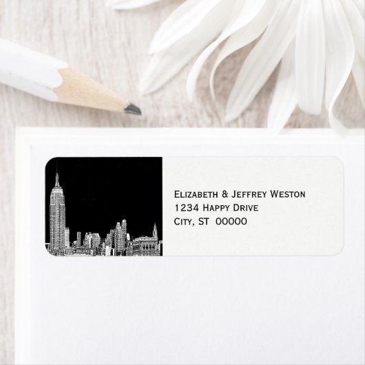 NYC Skyline 01 Etched DIY BG Address Label (Insitu)