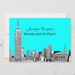 NYC Skyline 01 Etched DIY BG Color Bachelorette Einladung