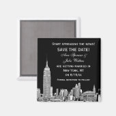 NYC Skyline 01 Etched DIY BG Color Save the Date Magnet (Vorderseite/Rückseite)