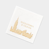 NYC Skyline 01 Etched Look Wedding New York Servietten Mit Folie (Links)