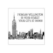 NYC Skyline 01 Etched Rubber Briefmarke Gummistempel (Prägung)
