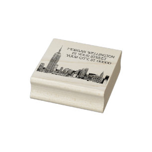 NYC Skyline 01 Etched Rubber Briefmarke Gummistempel