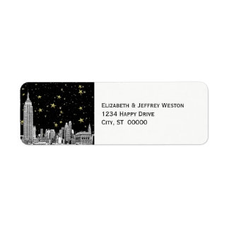 NYC Skyline 01 Etched Starry DIY BG Address Label