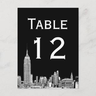 NYC Skyline 01 Etched Tischnummer Card