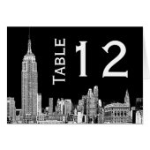 NYC Skyline 01 Etched Tischnummer Card (Vorderseite (Horizontal))
