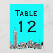 NYC Skyline 01 Etched Tischnummer Card (Vorderseite)