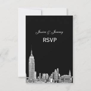 NYC Skyline 01 Etched UAWG #1 mit Menü RSVP Karte