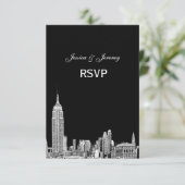 NYC Skyline 01 Etched UAWG #2 RSVP Karte (Stehend Vorderseite)