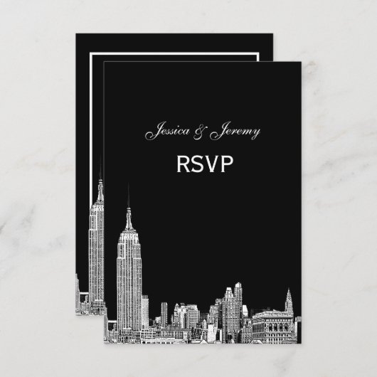 NYC Skyline 01 Etched UAWG #2 RSVP Karte (Vorne/Hinten)