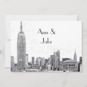 NYC Skyline 01 Etched Wedding Invite 2 Einladung (Vorderseite)