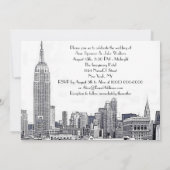 NYC Skyline 01 Etched Wedding Invite 2 Einladung (Rückseite)