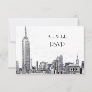 NYC Skyline 01 Etched White UAWG #2 RSVP Karte