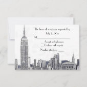 NYC Skyline 01 Etched White UAWG #2 RSVP Karte (Rückseite)