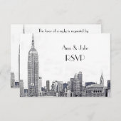 NYC Skyline 01 Etched White UAWG #2 RSVP Karte (Vorne/Hinten)