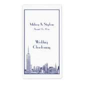 NYC Skyline 01 Etched Wine Label Blue (Vorne)