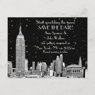 NYC Skyline 01 Geätzter DIY-Hintergrund Sternenhim Ankündigungspostkarte