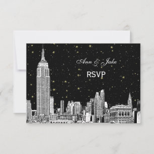 NYC Skyline 01 Geätzter Sternenhimmel DIY Hintergr RSVP Karte
