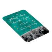 NYC Skyline 2 Aquamariner Gold Star Save the Date Magnet (Rechte Seite)