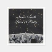 NYC Skyline 2 Black Gold Star Serviette (Vorderseite)