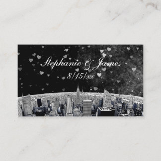 NYC Skyline #2 Black Whart Heart Escort Cards Platzkarte
