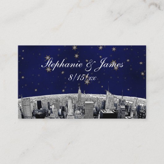 NYC Skyline 2 Blue Gold Star Platzkarten (Vorderseite)