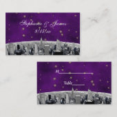 NYC Skyline 2 Lila Gold Star Escortkarten Platzkarte (Vorne/Hinten)