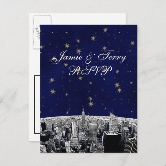 NYC Skyline 2 Schwarz-weiß UAWG 1 Einladungspostkarte (Vorne/Hinten)