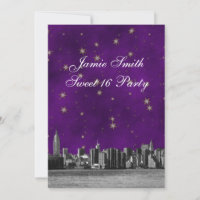 NYC Skyline #3 Lila Gold Star Sweet 16 V