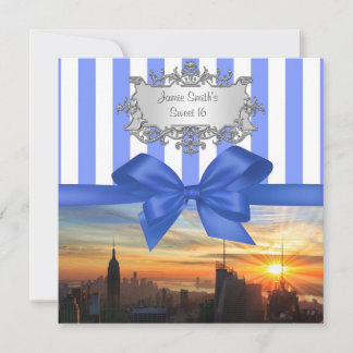 NYC Skyline bei Sunset Sweet 16 Party Einladung