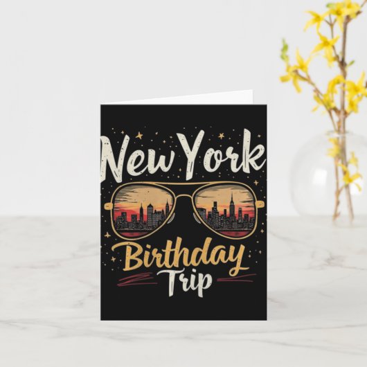 Nyc Skyline Birthday New York Trip Celebration Des Karte (Gelbe Blume)
