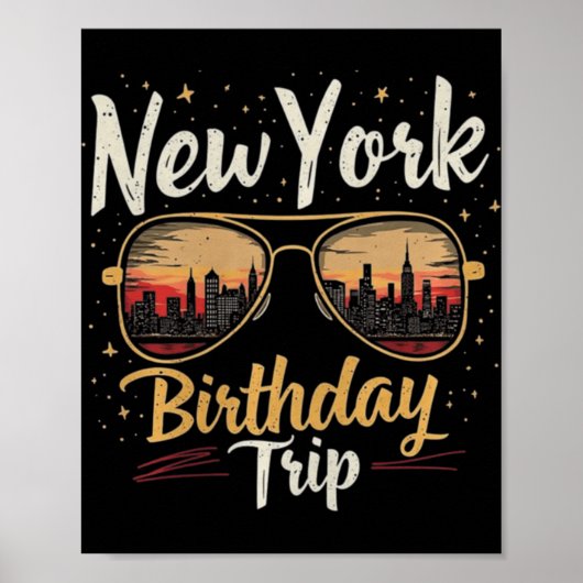 Nyc Skyline Birthday New York Trip Celebration Des Poster (Vorne)