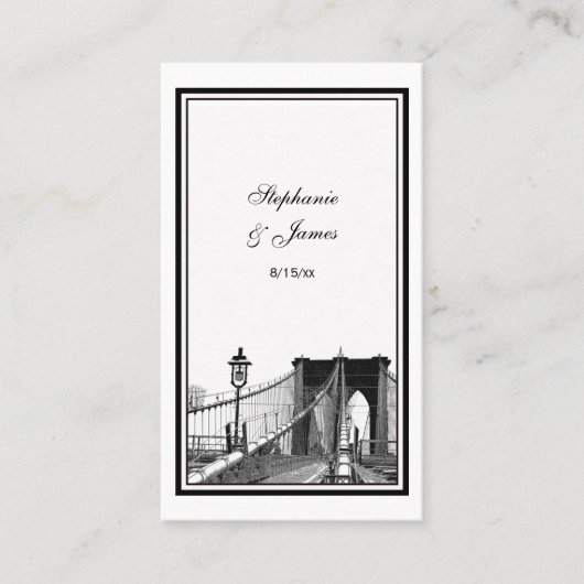 NYC Skyline Bklyn Bridge #2 Etched Platzkarten (Vorderseite)