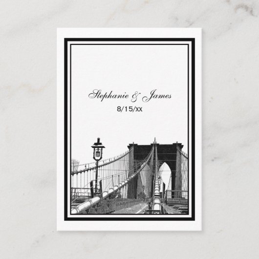 NYC Skyline Bklyn Bridge #2 Etched Platzkarten #2 (Vorderseite)