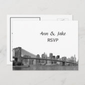 NYC Skyline Bklyn Bridge Etched #2H UAWG Einladungspostkarte (Vorne/Hinten)