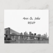 NYC Skyline Bklyn Bridge Etched #2H UAWG Einladungspostkarte (Vorderseite)